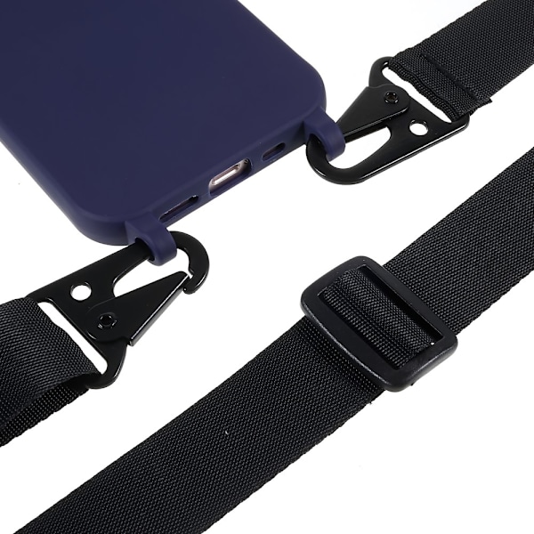 Tyndt TPU etui med mat finish og justerbar strop til iPhone 12 Pro Max - Mørkeblå Blue