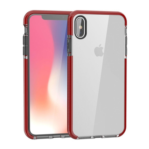 iPhone Xs Max tofarvet faldsikkert soft case - Rød/Grå Multicolor