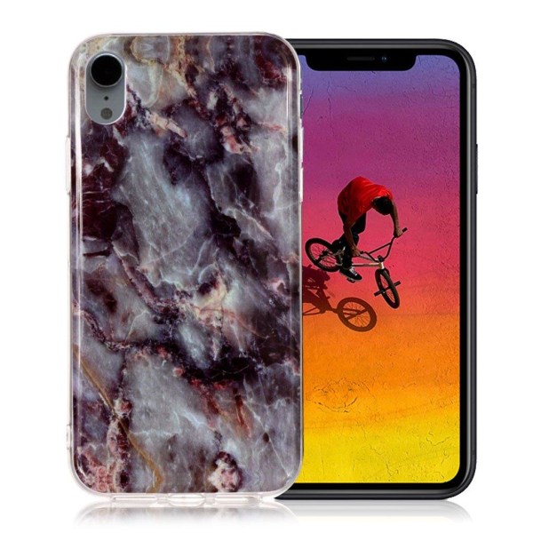 Marmormotiv iPhone Xr skal - Mörkgrå / Svart Marmor multifärg
