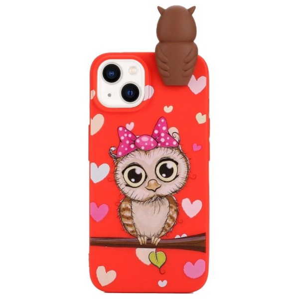 Cute 3D iPhone 14 Plus cover - Rød Ugle Red