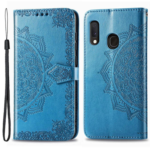 Mandala Samsung Galaxy A20e etui i lær - Blå Blue