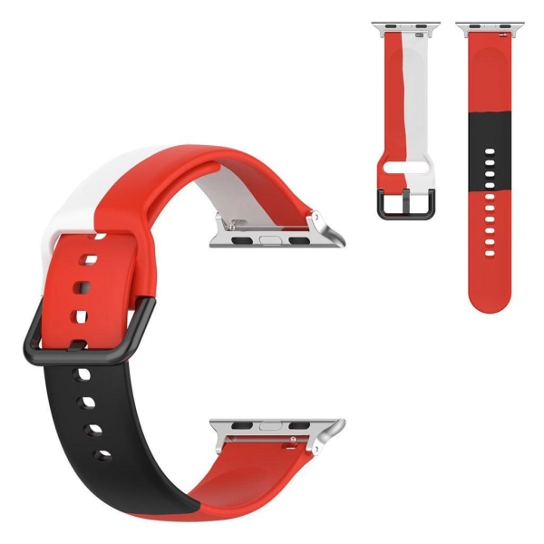 Apple Watch Series 6 / 5 44mm three color silicone watch band - Red / White / Black multifärg