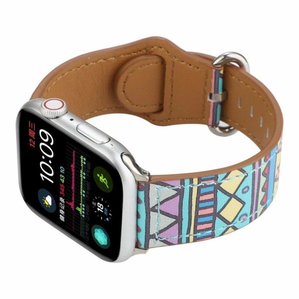 Apple Watch Series 6 / 5 40mm mønster ægte læder rem - Triangle Multicolor