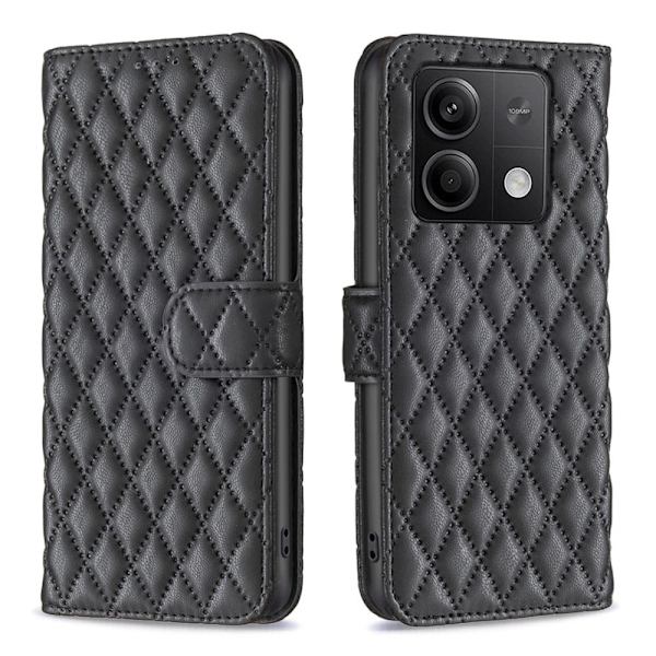 Rombemønster, matt flip-deksel for Xiaomi Redmi Note 13 - Svart Black