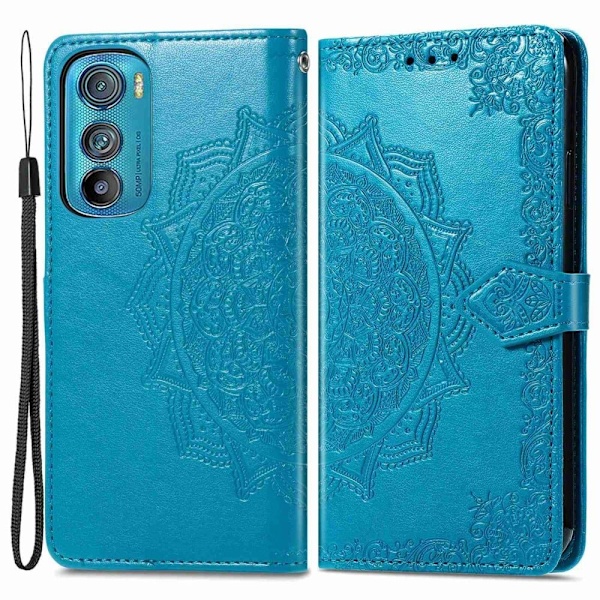 Mandala läder Motorola Edge 30 fodral - Blå Blå