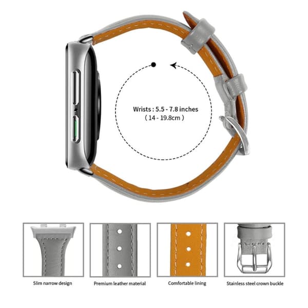 Oppo Watch (41 mm) klockarmband i äkta läder med snabbkoppling - Grå Silvergrå