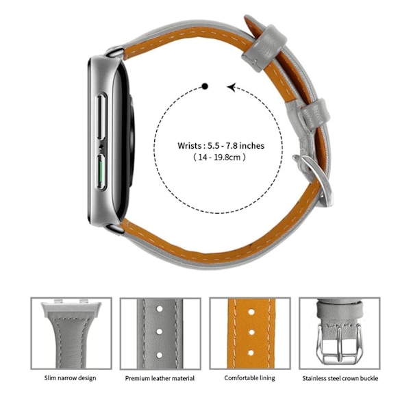Oppo Watch (41mm) quick release cowhide ægte læder urrem - Grå Silver grey