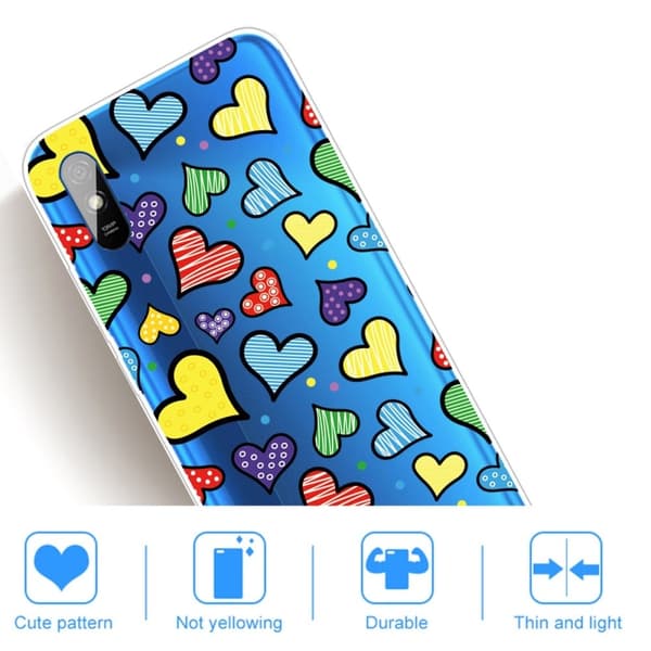 Deco Xiaomi Redmi 9A Etui - Hjerter Multicolor