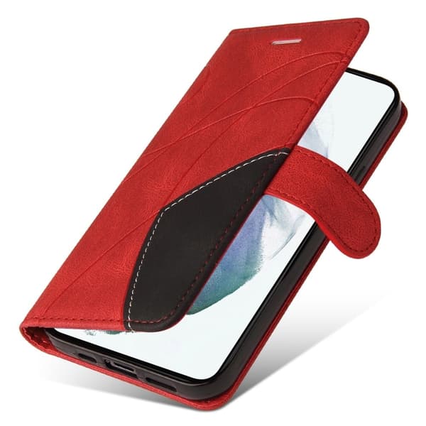 Tekstureret Samsung Galaxy S22 læderetui med rem - Rød Red