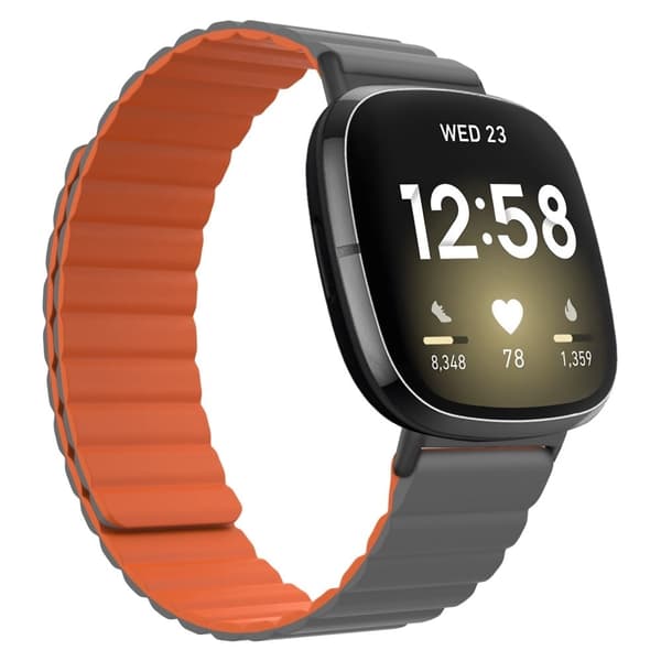 Fitbit Sense 2 / Versa 4 klokkerem i silikon - Grå / Oransje Orange