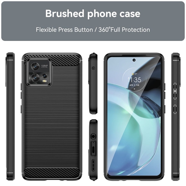 Carbon Flex Motorola Moto G72 skal - Svart Svart