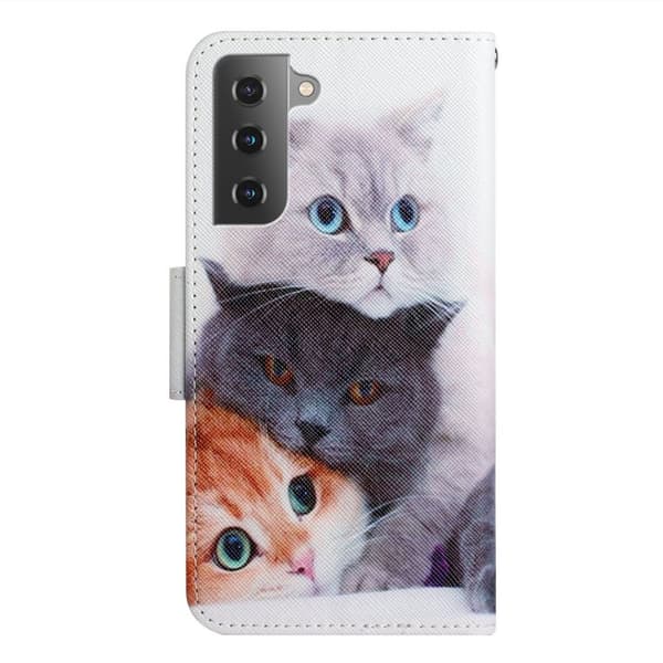 Wonderland Samsung Galaxy S23 Plus Flippetui - Tre Katter Silver grey