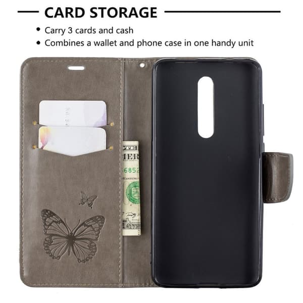 Butterfly läder Xiaomi Redmi K20 Pro fodral - Silver/Grå Silvergrå