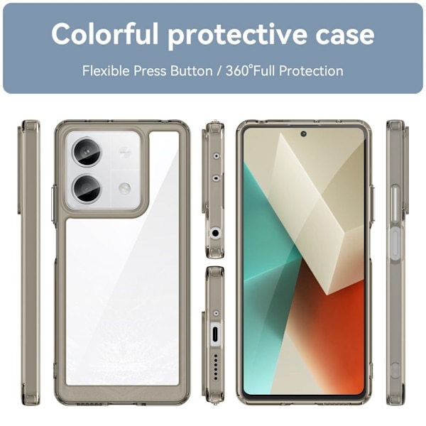 Xiaomi Redmi Note 13 smart telefonskal i akryl - Transparent Grå Silvergrå