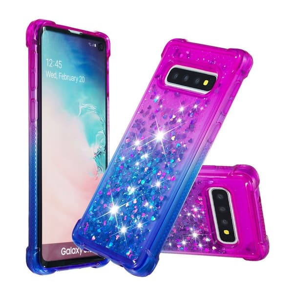 Samsung Galaxy S10 gradueret glimmer cover - lilla / blå Multicolor