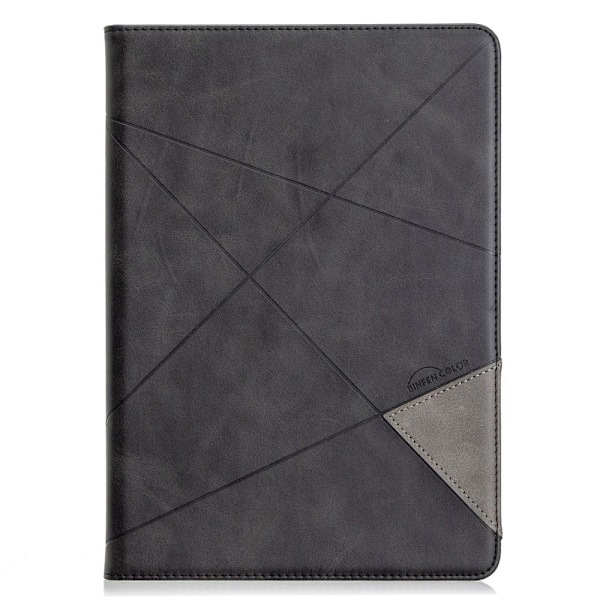 iPad 10.2 (2021) / (2020) / Air (2019) geometriskt mönstrat flipfodral i läder - Svart Svart