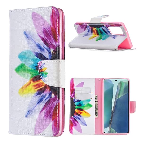 Wonderland Samsung Galaxy Note 20 Flip Etui - Farvet Blomst Multicolor