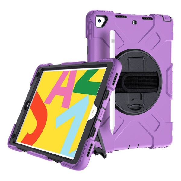 iPad 10.2 (2019) 360 graders holdbar tofarvet silikone etui - Li Purple