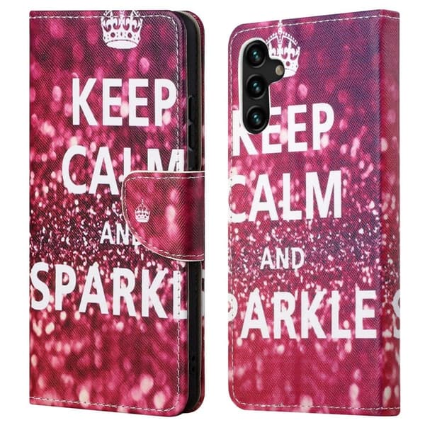 Wonderland Samsung Galaxy A13 5G Flippetui - Keep Calm og Sparkle Red