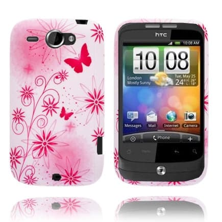 Symphony (Sorte Sommerfugler) HTC Wildfire G8 Deksel Pink