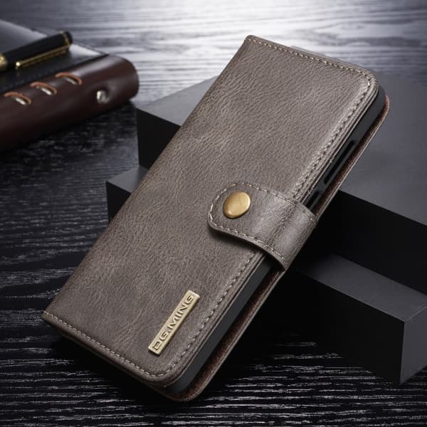 DG.MING Huawei P30 2-in-1 split læderetui - Grå Silver grey