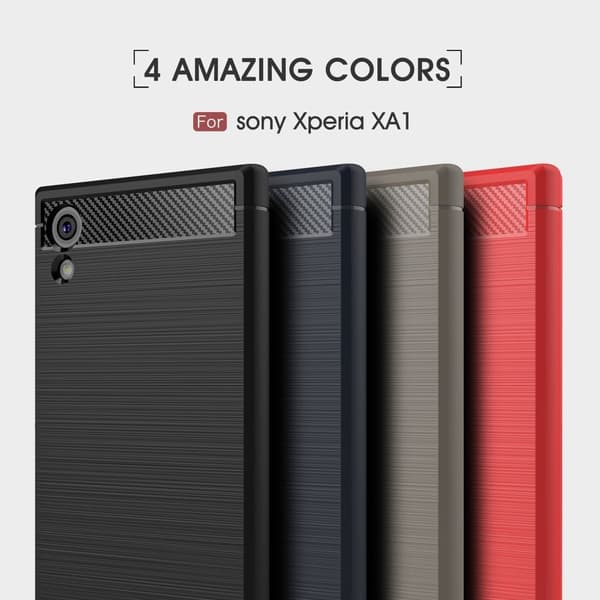 Sony Xperia XA1 Karbonfiber designat skal - Grå Silvergrå