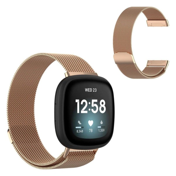 Fitbit Versa 3 rostfritt stål klockarmband - rosa guld / Storlek: S Rosa