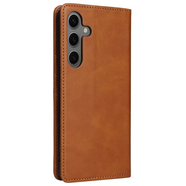 Samsung Galaxy S24 Leather Case RFID-blokkerende lommebokdeksel med magnetisk lukking - Brun Brown