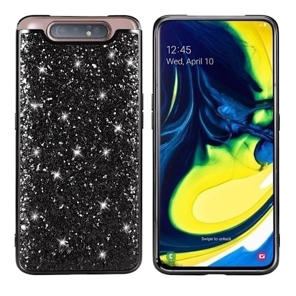 Glitter Samsung Galaxy A80 cover - Sort Black