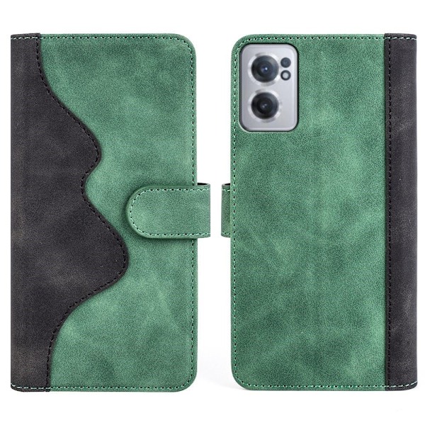 Kaksivärinen nahkainen läppäkotelo OnePlus Nord CE 2 5G - Vihreä Green