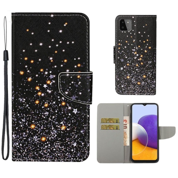 Wonderland Samsung Galaxy A22 5G Läppäkotelo - Stars Black