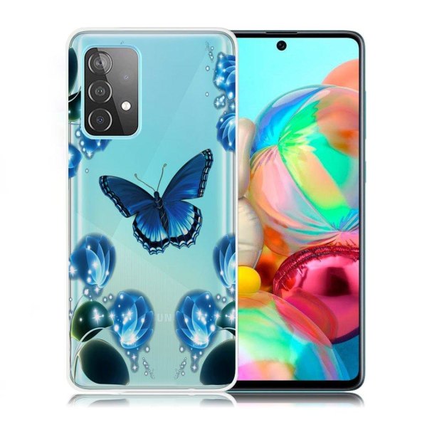 Butterfly läder Samsung Galaxy A72 5G fodral - Blå Blå