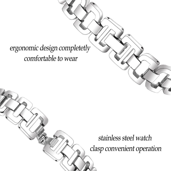 22mm Universal rhinestone D-chain stainless steel watch strap - Silver Silver grey