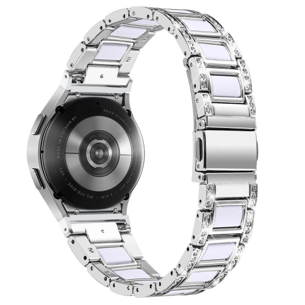 Rhinestone urrem i rustfrit stål til Samsung Galaxy Watch 4 - Sølv / Hvid Silver grey