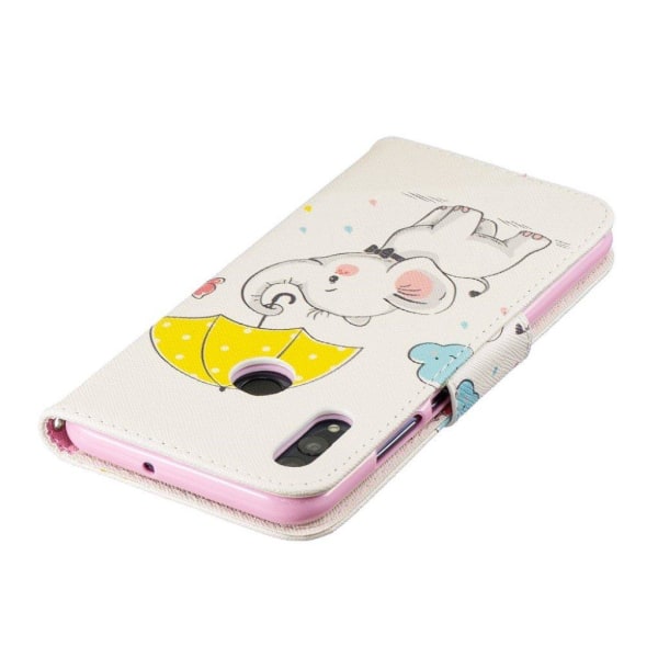 Wonderland Huawei P Smart 2019 etui - Elefant Holder en Paraply Pink