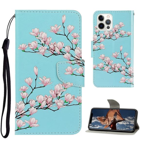 Wonderland iPhone 13 Pro Max flip etui - Ferskenblomst Multicolor