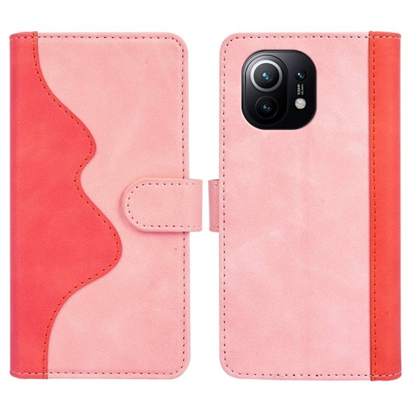 Tvåfärgat Xiaomi Mi 11 fodral i läder - Rosa Rosa