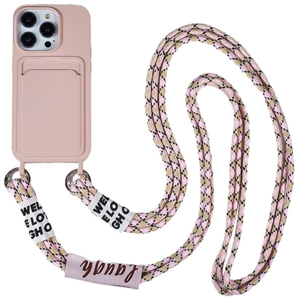 Korthållarfodral för iPhone 15 Pro - Rosa Rosa