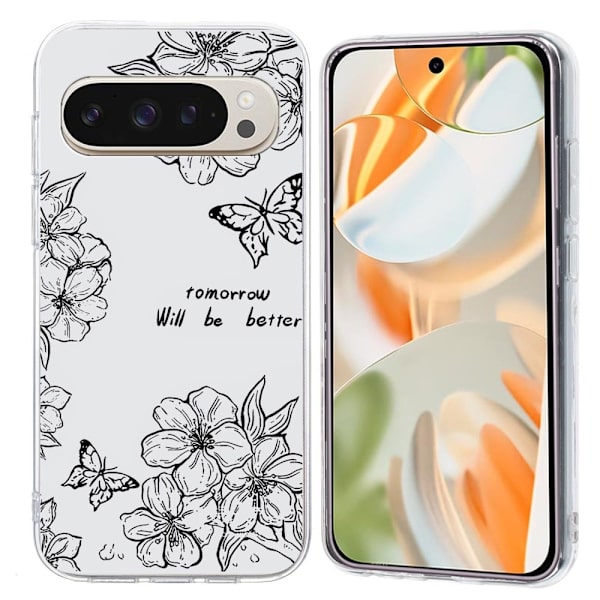 Vibe Google Pixel 9 Pro XL deksel - Sommerfuglblomst Black