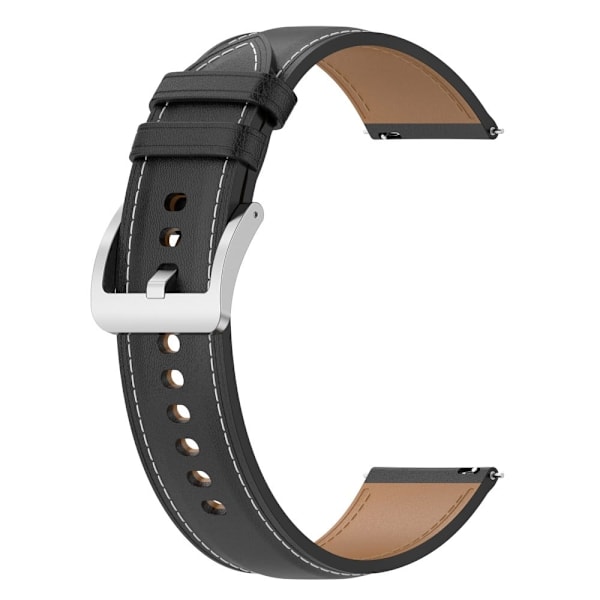 20 mm universal urrem i koskind med syninger - Sort Black