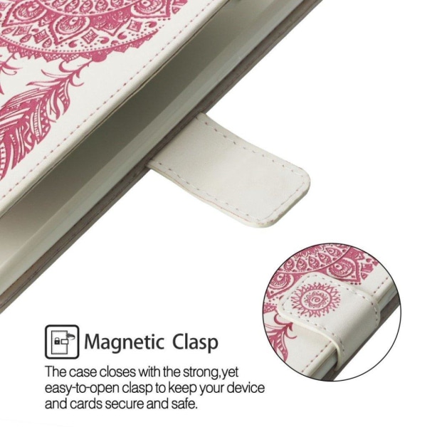 iPhone Xs Max flip cover i læder med tryk og drømmefanger - Hvid Multicolor
