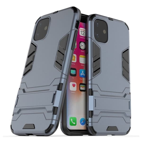 Plastik og fleksibelt hybridetui med kickstand iPhone 11 6,1 tommer (2019) - Blå Blue