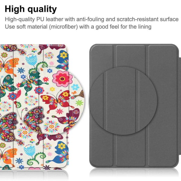 iPad 10.9 (2022) kolmiosainen nahkakotelo - Perhonen Multicolor