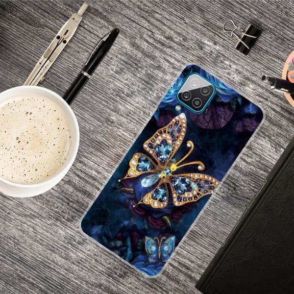 Deco Samsung Galaxy A12 5G etui - guld sommerfugl Gold