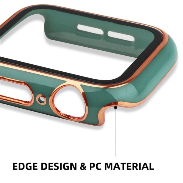 Apple Watch Series 8 (41mm) dual color electroplating cover with tempered glass - Blackish Green / Gold Grön