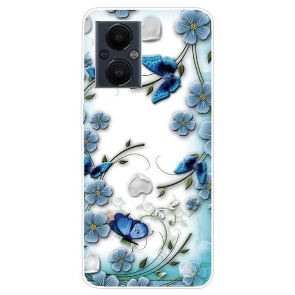 Deco OnePlus Nord N20 5G Etui - Sommerfugle og Blomster Blue