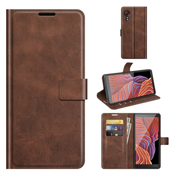 Wallet-style Læder Etui til Samsung Galaxy Xcover 5 - Brun Brown