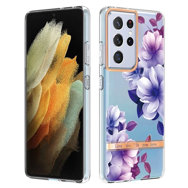 Supertunt och tåligt mjukfodral för Samsung Galaxy S21 Ultra 5G - Lila Begonia Lila