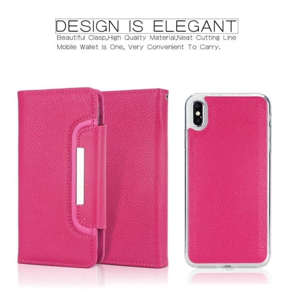 iPhone Xr 2-i-1 flip etui i kernelæder - Rose Pink