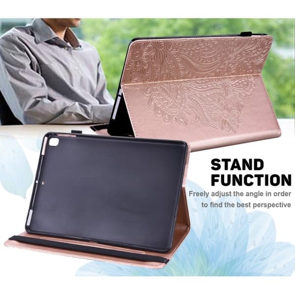 Lenovo Tab M10 FHD Plus läderfodral med blomsteravtryck - Roséguld Rosa